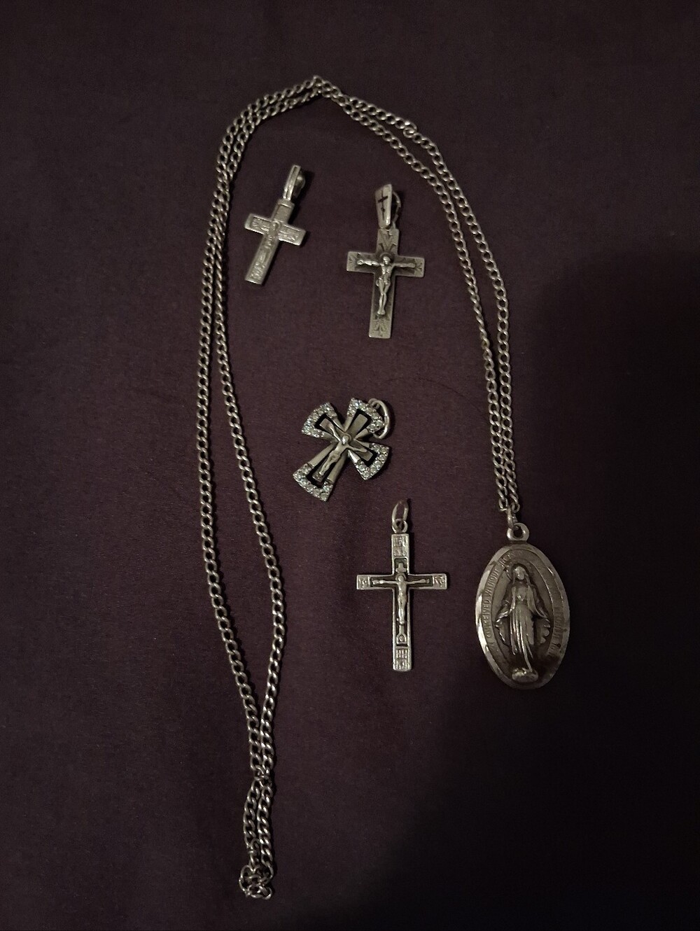 Sterling Silver Cross Necklace Religious Lot Christian Jewelry